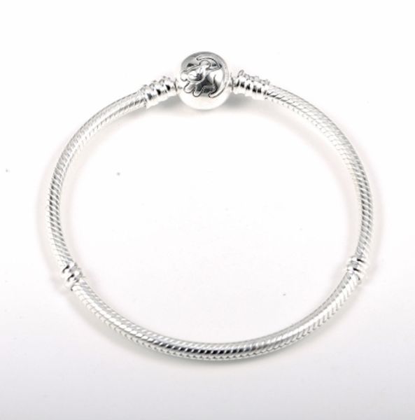 

new original 925 sterling silver bracelet a young cub simba & a stone clasp snake bracelet fit bead charm fashion jewelry, Black