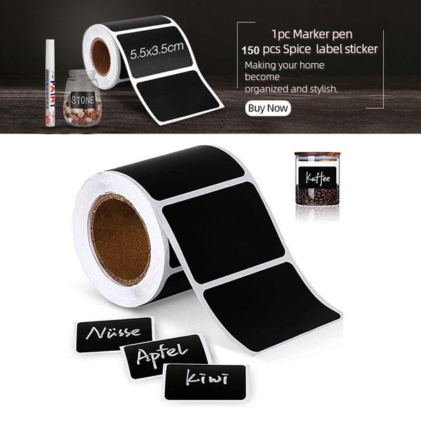 

150pcs spice sticker kitchen jar labels removable organizer storage bottles jars stickers spices labels stickers blackboard tags