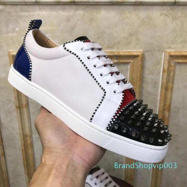 

new designer sneakers low-mens women shoes junior spikes flats shoes red bottom for men women leather sneakers designer shoes, Black