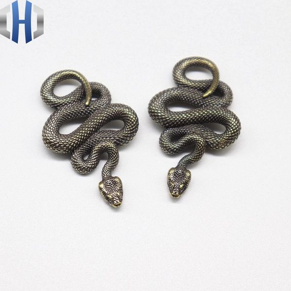 

pure copper zodiac snake pendant brass python car key ring pendant antique hand piece collection, Silver
