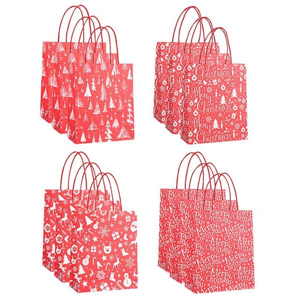 

12pcs christmas gift bag paper bag packaging kraft paper bottom tote new year supplies christmas gift box bags navidad