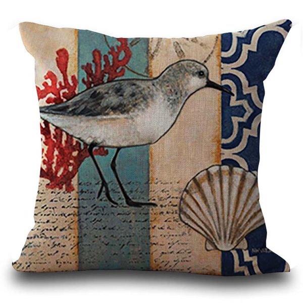 

starfish bird fish pillow case cushion cover linen cotton throw square pillowcase cover home decorative drop ship 300828 r535