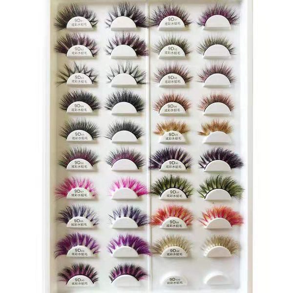 

2020 new 6d color mink hair false eyelashes transparent stem thick style natural models mixed color models multi-style styles stage makeup b