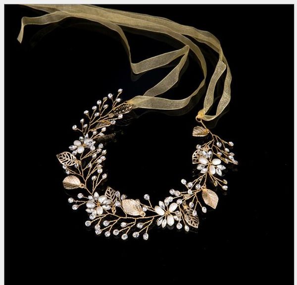 

golden water diamond bride's forehead ornament with bride modeling accessories, Slivery;golden