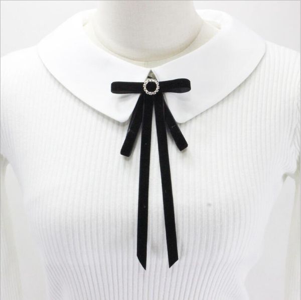 

velvet bow brooch fake collar decorative collar shirt chiffon flower, Black;blue