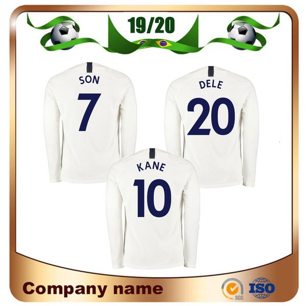 

19/20 Long Sleeve Spur Home Soccer Jersey 2019/20 Home White KANE SON DELE Soccer Shirt ERIKSEN Football Uniforms