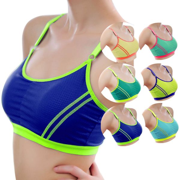 

sport bra fitness gym women strappy vest seamless padded yoga bras training tank push up running underwear, White;black