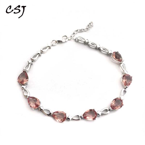 

csj heart shaped bracelet sterling 925 silver pear created zultanite 6*8mm color chance fine jewelry women wedding party gift, Golden;silver