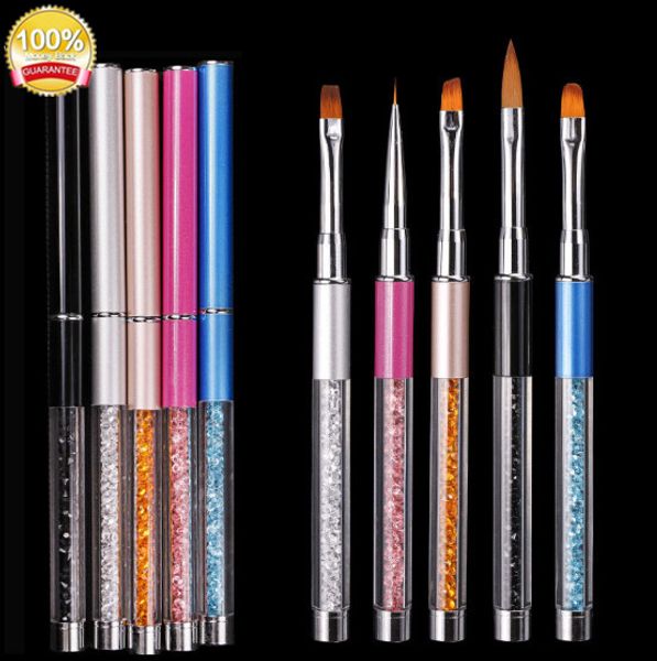 

nail brush pendiamond metal acrylic handle carving powder gel liquid salon liner nail brushes with cap bea135, Yellow