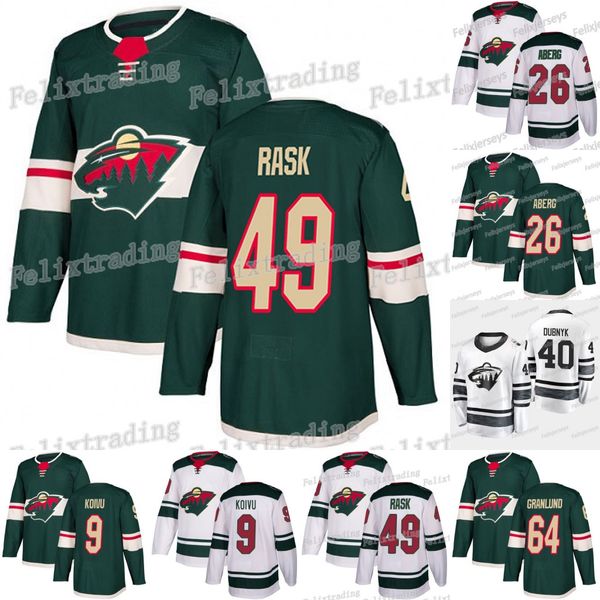 

49 Victor Rask Minnesota Wild 26 Pontus Aberg Devan Dubnyk Zach Parise Mikael Granlund Nick Seeler Alex Stalock Ryan Suter Hockey Jerseys