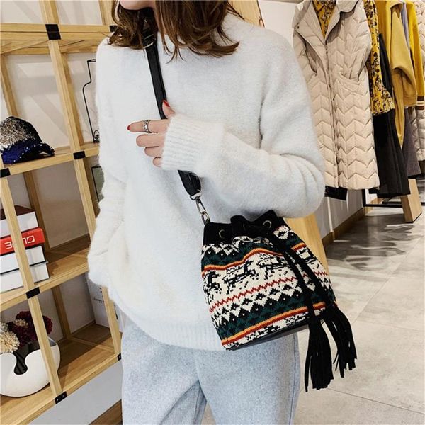 

women handbags weaving versatile shoulder messenger bag folk-custom casual simple slung bucket bag bolsas feminina #t1g