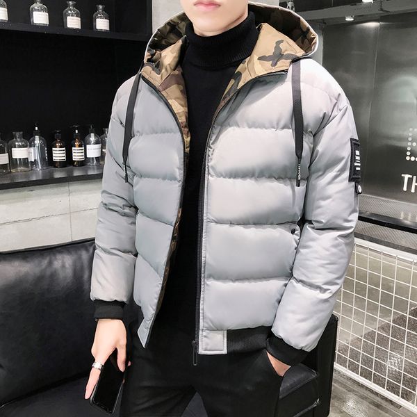 

hcxy2019 new men's coat trend casual hooded camouflage coat man winter jacket men, Black