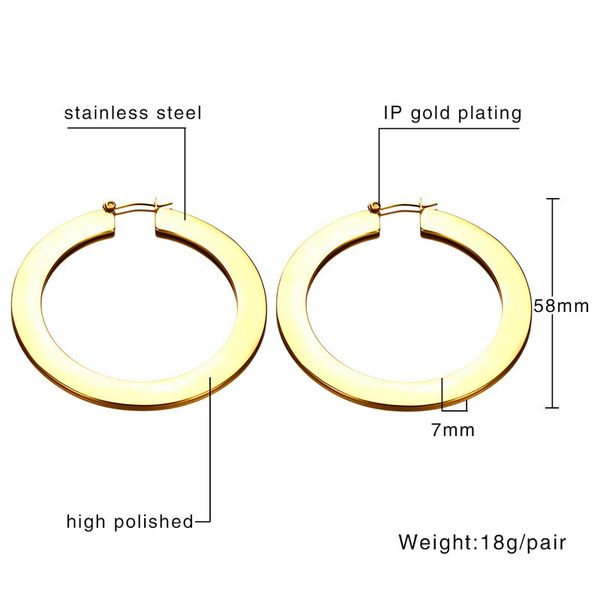 

minimalist style hyperbole titanium steel ladies hoop earrings fashion simple gold color circle women earrings jewelry wholesale, Golden;silver