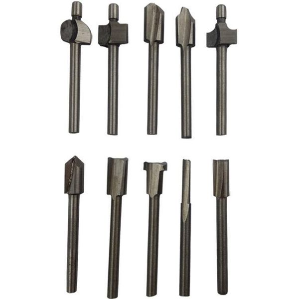 

10 in 1 hss routing router drill bits set dremel carbide rotary burrs tools wood stone metal root carving milling cutter