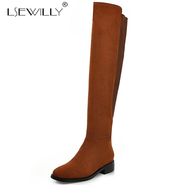 

lasyarrow western boots women low heels cuban cowboy boot ladies knee high shoes round toe shoes female winter j1108, Black