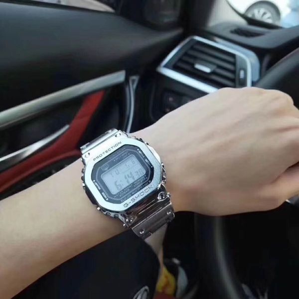 

luminous steel square gamma belt ipg plating wholesale display series lcd alloy shell sports watches selling axsbh, Slivery;brown