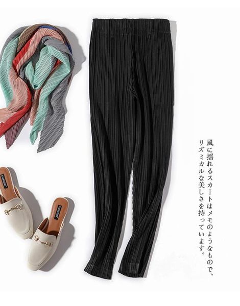 

selling miyake fashion summer mid waist solid spencil pants in stock, Black;white