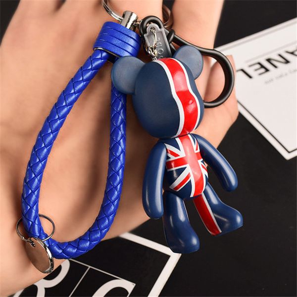 

2020 avengers cartoon personality creative car keychain chain female cute violent bear schoolbag pendant small ing, Silver