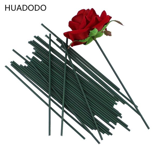 

huadodo 50pcs 13cm flowers stem dark green wire artificial flower head accessory for wedding decoration (size 2mm