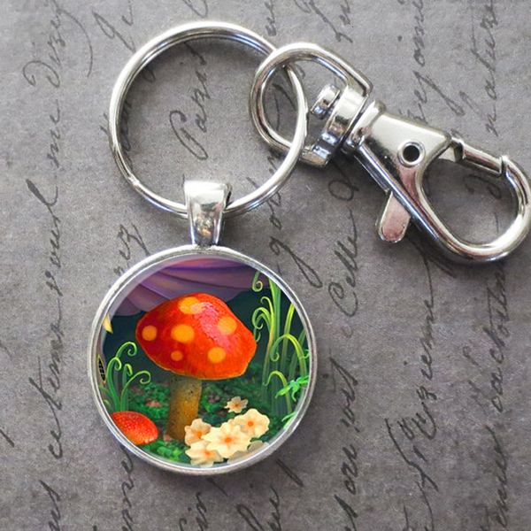 

cute mushroom key ring key chain buckle glass crystal pendant birthday festival anniversary gift jewelry accessories, Slivery;golden