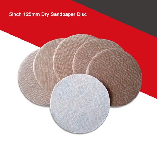 

5inch 125mm a275 back velvet round sandpaper disc flocking self-adhesive dry sandpaper 150-1500 grit