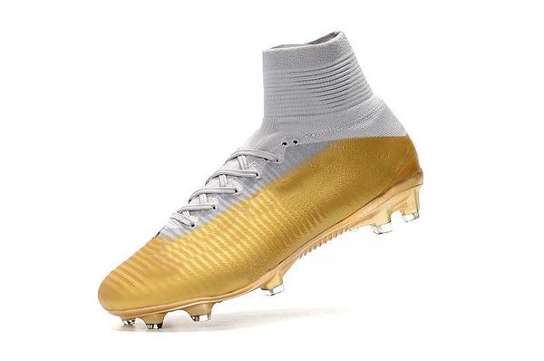 

mens/woman/kids football boots superfly v tf/ic/fg soccer shoes mercurial superfly v ronalro white gold soccer cleat