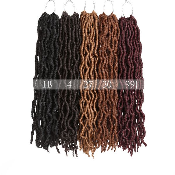 Crochet Goddess Faux Locs Cabelo Curly Crochet Tranças 18 polegadas 18Strands / Pack Sintetic Hairs Extension Gypsy