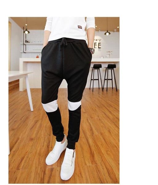 

2019 new men's clothing bigbang fashion black and white split joint casual harem pants plus size costumes 27-44