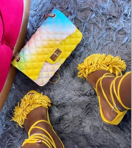 

women open toe flat sandals tassel elastic band sandals summer bare feet beach casual shoes sandalias zapatos de mujer, Black