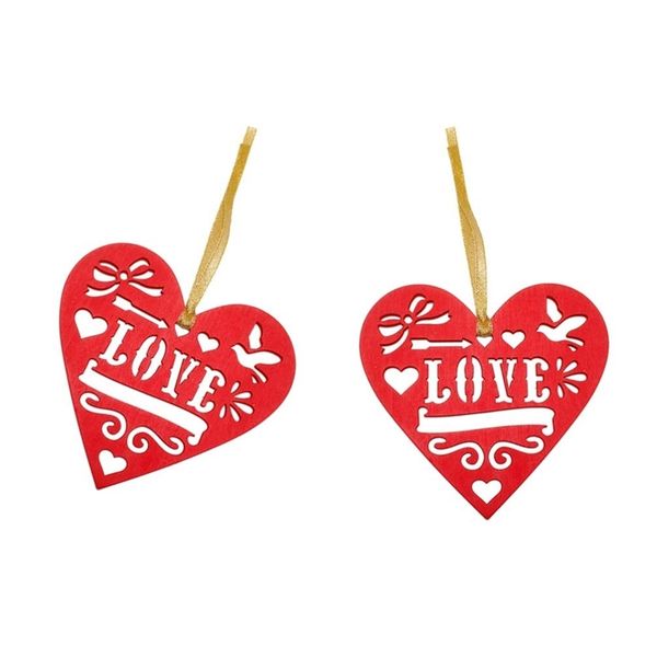 

8pcs wooden heart tag love red rustic hollow out home decoration heart slices craft accessories heart sign other home decor