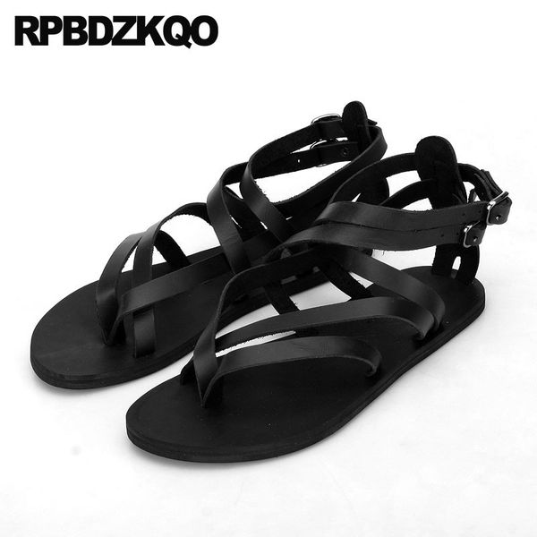 

size 45 waterproof shoes plus breathable designer water roman 2018 men gladiator sandals summer leather 46 black fashion strap t200420