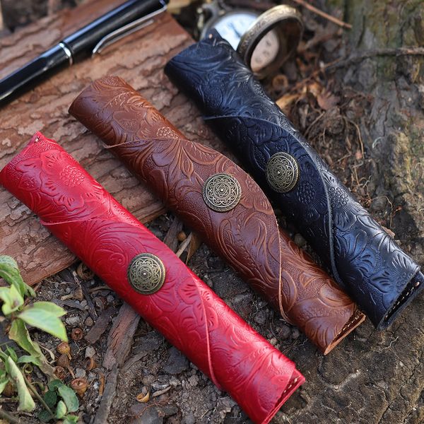 

the new literary retro leather protective sleeve leather rolling pen pencil stationery pencil cases male and female students