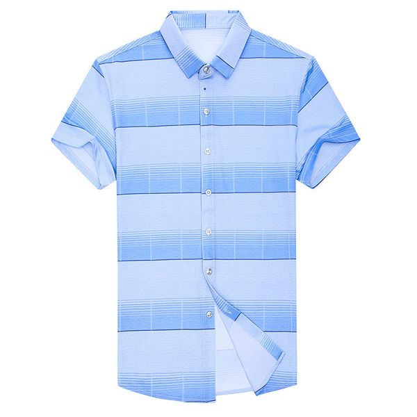 

summer male short sleeve striped shirt brand turn-down collar camisa social hombre business casual formal shirts for men clothes, White;black
