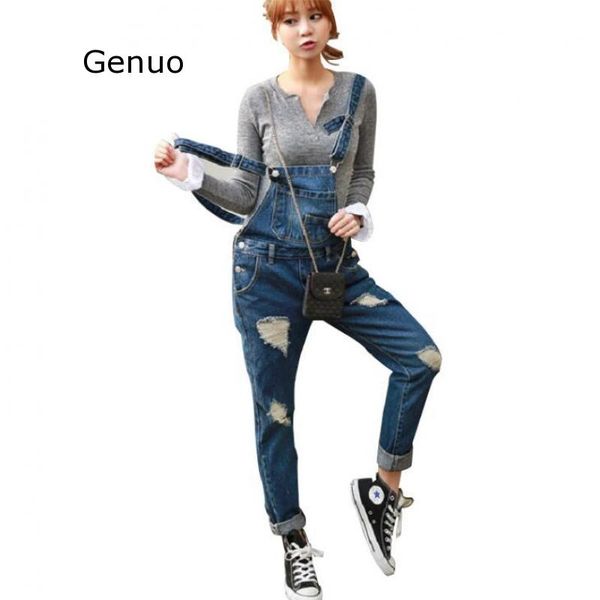 

jumpsuits women ripped holes pockets leisure kawaii korean style leisure daily simple all-match bodysuits womens lovely jumpsuit, Black;white