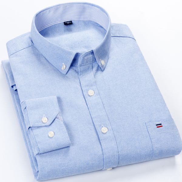 

2019 mens long sleeve solid oxford dress shirt male casual plus size100% cotton solid color men spring casual oxford dress shirt, White;black