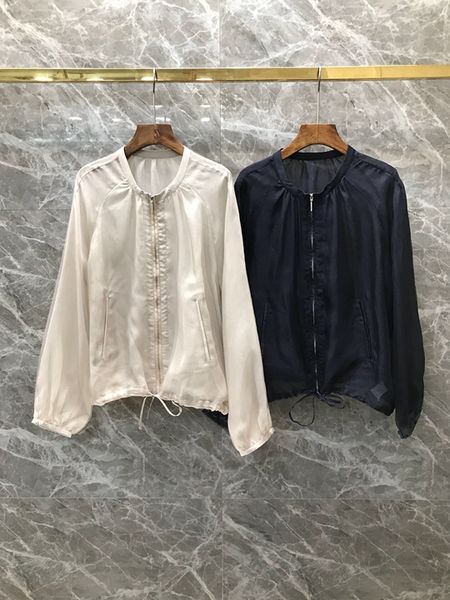 

2019 early autumn new women's round collar obliquely symmetrical pocket hem rope pulling long sleeve pure color short jacket 803, Black;brown