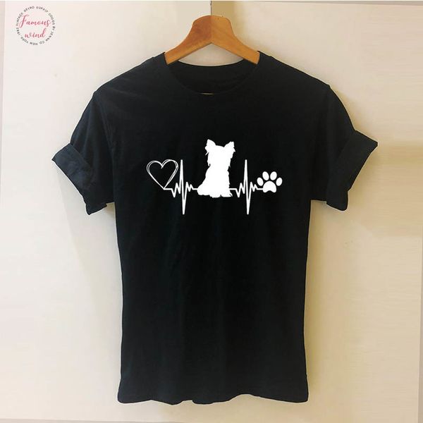 

yorkshire terrier yorkie dog mom funny graphic logo t shirt short sleeve o neck cotton t shirt girls tee woman clothing, White