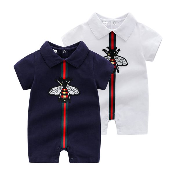 

retail baby rompers summer baby clothes cotton short sleeve kids jumpsuits boys girls rompers outfits baby girls clothes, Blue