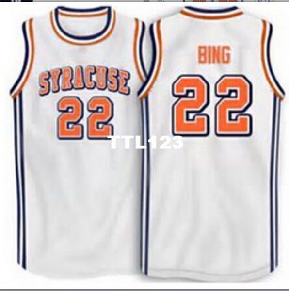 

vintage men #22 syracuse dave bing mesh fabric full embroidery jersey size s-4xl or custom any name or number college jersey, Black;red