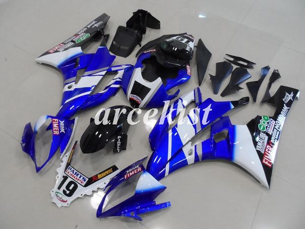 

new abs injection mold motorcycle fairings kit fit for yamaha yzf-r6 2006 2007 06 07 r6 custom blue white