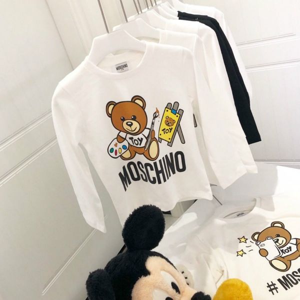 

children designer fashion sweatshirts boys girls luxury painting bear long-sleeve tshirts kids luxury brand letter printed sweater hot, Black