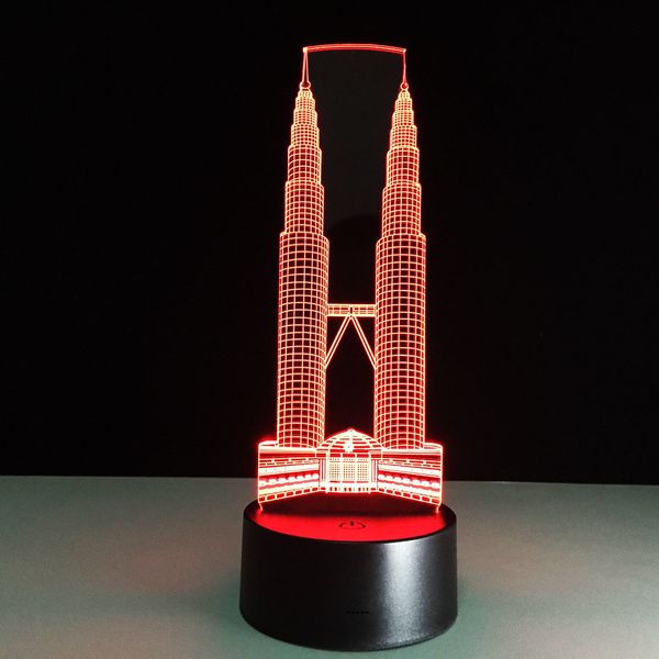 

twin tower 3d led lamp usb novelty colors table lampe building 3d visual touch switch cute night light for home decor lighting
