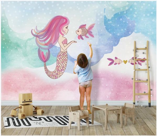 

custom p mural 3d wallpaper underwater world mermaid children's room home decor living room 3d wall murals wallpaper for walls 3 d