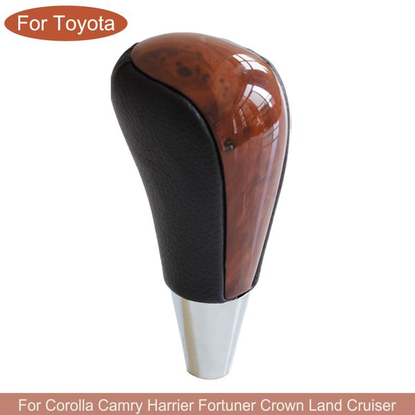 

gear automatic shift lever stick knob for corolla camry harrier fortuner crown land cruiser walnut leather car styling