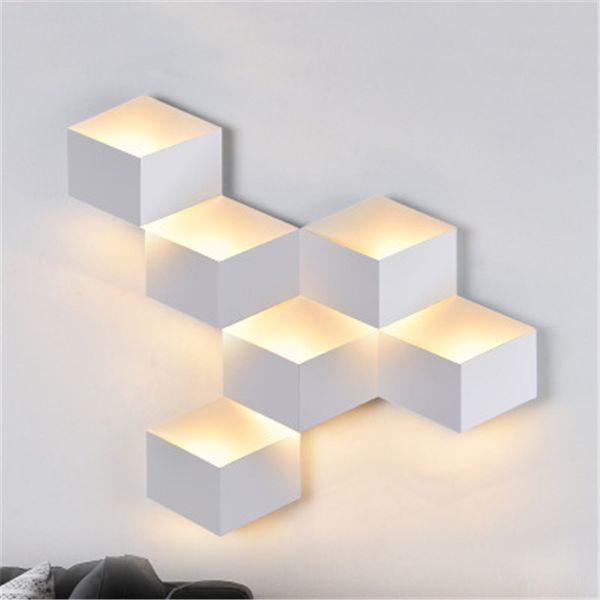 

nordic creative 3d led wall lamp bedroom bedside modern minimalist living room staircase aisle 3d diamond wall lamp