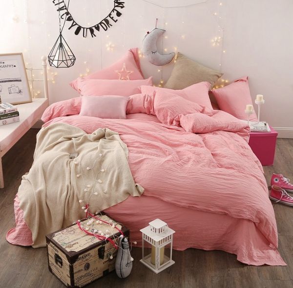 

fashion comforter set  duvet cover sets pure color bedclothes bed cover sheet bedding soft cotton