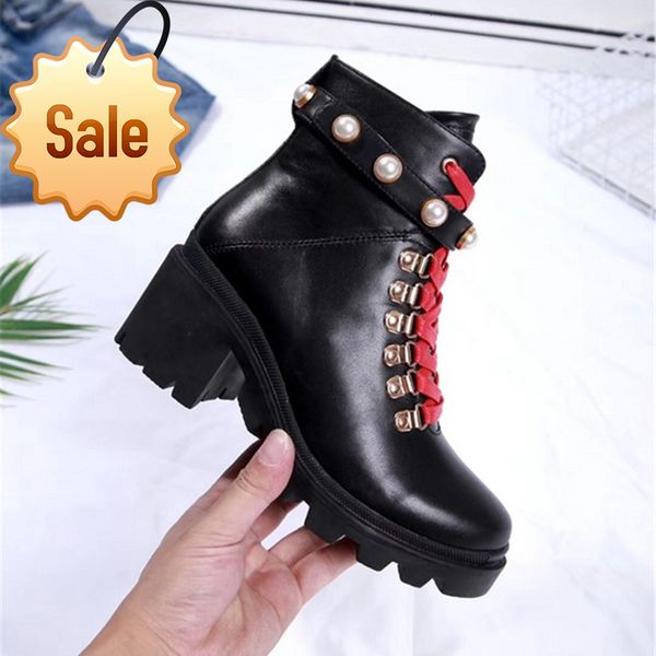 

luxury martin women calfskin leather spikes rivet boot lace up ankle bottes booties australie bottines desert designer boots 10, Black