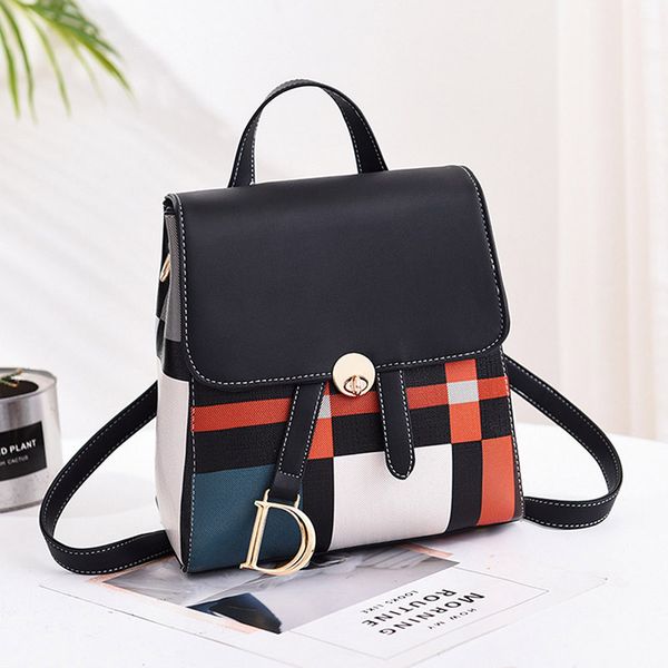 

korean preppy chic style patchwork backpack vintage mini school bags women college student schoolbags causal 2in1 travel bags