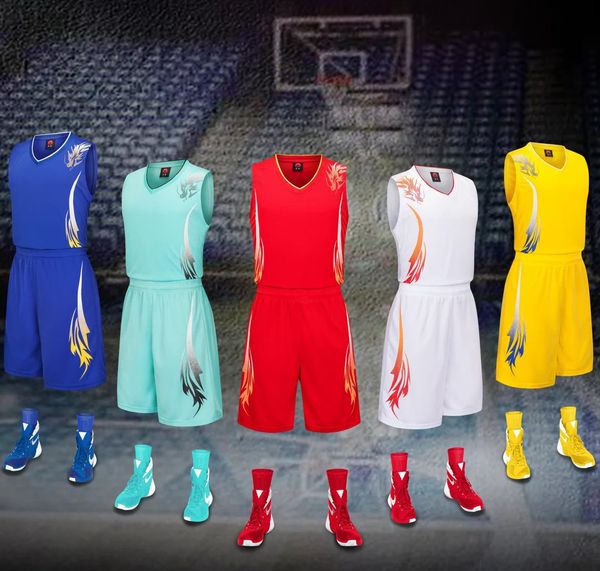 

discount men training basketball sets with shorts uniforms reversible basketball jerseys for that home and away look kits sports a9-4, Blue;black