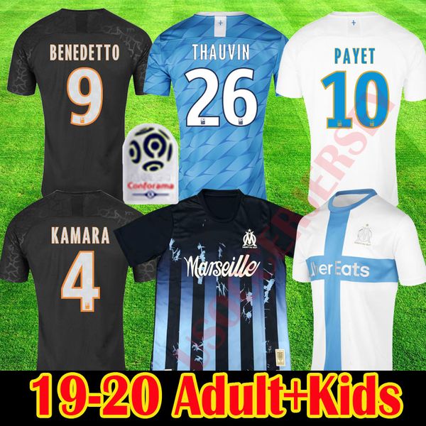 

19 20 marseille commemorative benedetto thauvin soccer jerseys payet  gustavo thauvin football shirt 120th new kids maillot de foot, Black;yellow